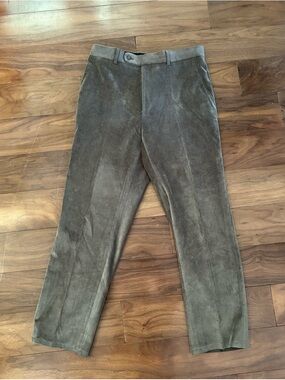 French Pant Suit Men's Brown Taupe Corduroy/Suede Trousers